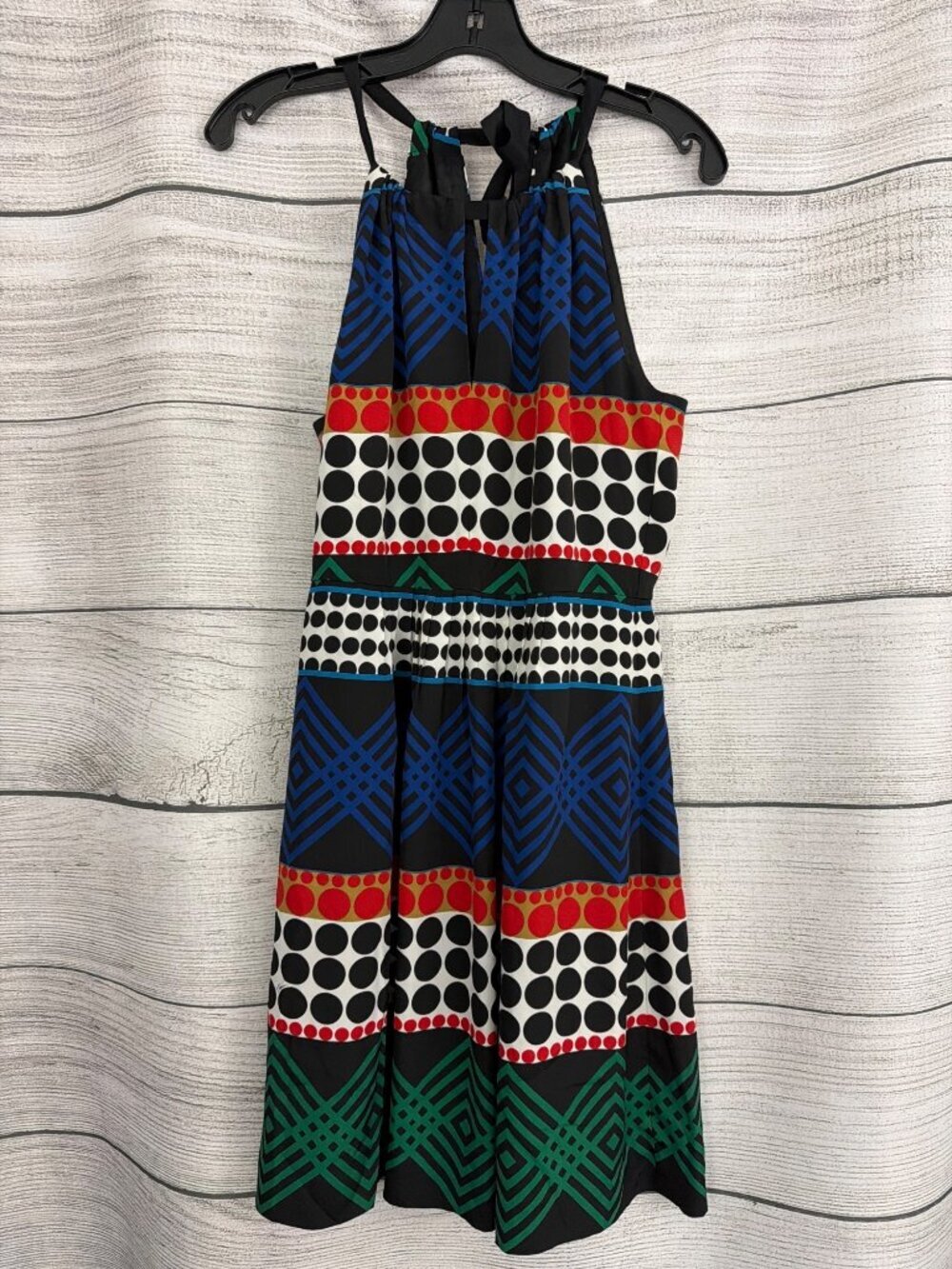 Trina Turk Shape Study Chazz 100% Silk Sleeveless Halter Dress